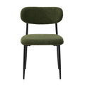 Oikiture Dining Chairs Kitchen Chair Cafe Lounge Chair Boucle - Black & Green / 6