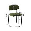 Oikiture Dining Chairs Kitchen Chair Cafe Lounge Chair Boucle - Black & Green / 6