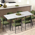 Oikiture Dining Chairs Kitchen Chair Cafe Lounge Chair Boucle - Black & Green / 6