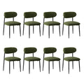 Oikiture Dining Chairs Kitchen Chair Cafe Lounge Chair Boucle - Black & Green / 8