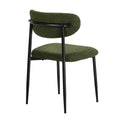 Oikiture Dining Chairs Kitchen Chair Cafe Lounge Chair Boucle - Black & Green / 8