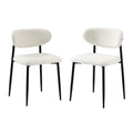 Oikiture Dining Chairs Kitchen Chair Cafe Lounge Chair Boucle - Black & White / 2