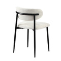Oikiture Dining Chairs Kitchen Chair Cafe Lounge Chair Boucle - Black & White / 2