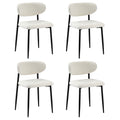 Oikiture Dining Chairs Kitchen Chair Cafe Lounge Chair Boucle - Black & White / 4