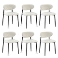 Oikiture Dining Chairs Kitchen Chair Cafe Lounge Chair Boucle - Black & White / 6