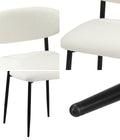 Oikiture Dining Chairs Kitchen Chair Cafe Lounge Chair Boucle - Black & White / 6
