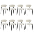 Oikiture Dining Chairs Kitchen Chair Cafe Lounge Chair Boucle - Black & White / 8