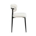 Oikiture Dining Chairs Kitchen Chair Cafe Lounge Chair Boucle - Black & White / 8