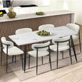 Oikiture Dining Chairs Kitchen Chair Cafe Lounge Chair Boucle - Black & White / 8