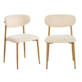 Oikiture Dining Chairs Kitchen Chair Cafe Lounge Chair Boucle - Natural & Beige / 2