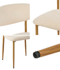 Oikiture Dining Chairs Kitchen Chair Cafe Lounge Chair Boucle - Natural & Beige / 2