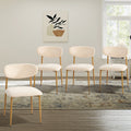 Oikiture Dining Chairs Kitchen Chair Cafe Lounge Chair Boucle - Natural & Beige / 4