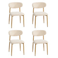 Oikiture Dining Chairs Kitchen Chair Cafe Lounge Chair Boucle - Natural & Beige / 4