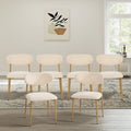 Oikiture Dining Chairs Kitchen Chair Cafe Lounge Chair Boucle - Natural & Beige / 6