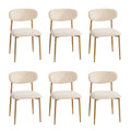 Oikiture Dining Chairs Kitchen Chair Cafe Lounge Chair Boucle - Natural & Beige / 6
