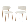 Oikiture Dining Chairs Kitchen Chair Cafe Lounge Chair Boucle - Natural & White / 2