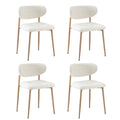 Oikiture Dining Chairs Kitchen Chair Cafe Lounge Chair Boucle - Natural & White / 4