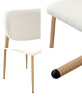 Oikiture Dining Chairs Kitchen Chair Cafe Lounge Chair Boucle - Natural & White / 4