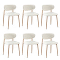 Oikiture Dining Chairs Kitchen Chair Cafe Lounge Chair Boucle - Natural & White / 6