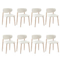 Oikiture Dining Chairs Kitchen Chair Cafe Lounge Chair Boucle - Natural & White / 8