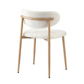 Oikiture Dining Chairs Kitchen Chair Cafe Lounge Chair Boucle - Natural & White / 8