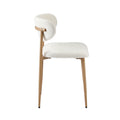 Oikiture Dining Chairs Kitchen Chair Cafe Lounge Chair Boucle - Natural & White / 8