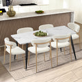 Oikiture Dining Chairs Kitchen Chair Cafe Lounge Chair Boucle - Natural & White / 8