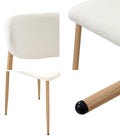 Oikiture Dining Chairs Kitchen Chair Cafe Lounge Chair Boucle - Natural & White / 8