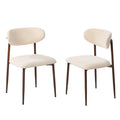 Oikiture Dining Chairs Kitchen Chair Cafe Lounge Chair Boucle - Walnut & Beige / 2