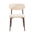 Oikiture Dining Chairs Kitchen Chair Cafe Lounge Chair Boucle - Walnut & Beige / 2