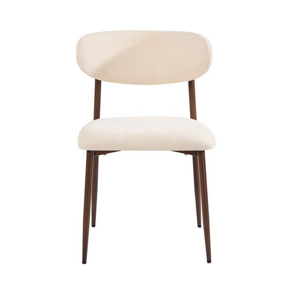 Oikiture Dining Chairs Kitchen Chair Cafe Lounge Chair Boucle - Walnut & Beige / 2