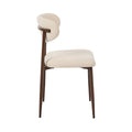 Oikiture Dining Chairs Kitchen Chair Cafe Lounge Chair Boucle - Walnut & Beige / 2