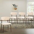 Oikiture Dining Chairs Kitchen Chair Cafe Lounge Chair Boucle - Walnut & Beige / 4