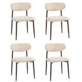 Oikiture Dining Chairs Kitchen Chair Cafe Lounge Chair Boucle - Walnut & Beige / 4