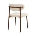 Oikiture Dining Chairs Kitchen Chair Cafe Lounge Chair Boucle - Walnut & Beige / 4