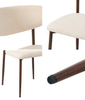 Oikiture Dining Chairs Kitchen Chair Cafe Lounge Chair Boucle - Walnut & Beige / 4