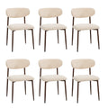 Oikiture Dining Chairs Kitchen Chair Cafe Lounge Chair Boucle - Walnut & Beige / 6