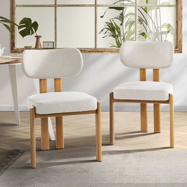 Oikiture Set of 2 Linen Dining Chairs