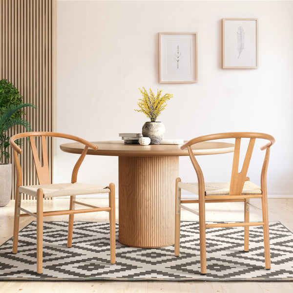 Oikiture Set of 2 Wishbone Dining Chairs