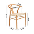 Oikiture Set of 2 Wishbone Dining Chairs - Set of 4