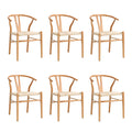 Oikiture Set of 2 Wishbone Dining Chairs - Set of 6