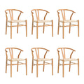 Oikiture Set of 2 Wishbone Dining Chairs - Set of 6