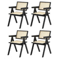 Oikiture Set of 2 Rattan Dining Chairs - Black