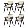 Oikiture Set of 2 Rattan Dining Chairs - Black