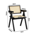 Oikiture Set of 2 Rattan Dining Chairs - Black