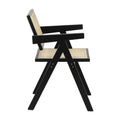Oikiture Set of 2 Rattan Dining Chairs - Black