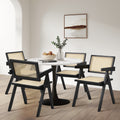 Oikiture Set of 2 Rattan Dining Chairs - Black