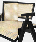 Oikiture Set of 2 Rattan Dining Chairs - Black