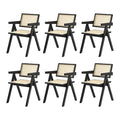 Oikiture Set of 2 Rattan Dining Chairs - Black