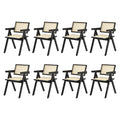 Oikiture Set of 2 Rattan Dining Chairs - Black